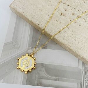 Tory Burch Gold Hexagon Pendant Necklace